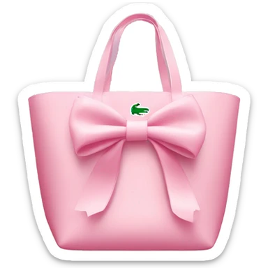 pink lacoste tote bag with one white bow sticker