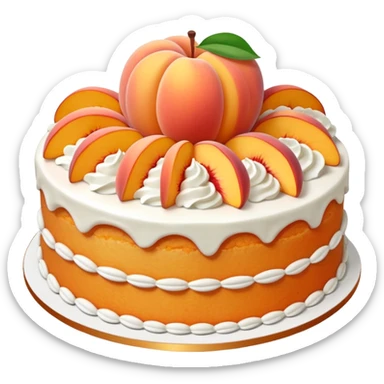 An aesthetic peach cake 🍑, with white decorations and peach pieces. sticker