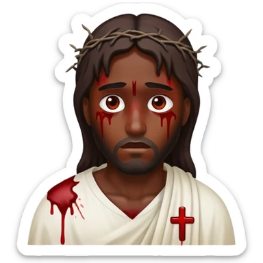 Dark skin christ injured sticker