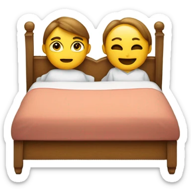 una cama con una persona encima de una persona estilo emoji jugando sticker