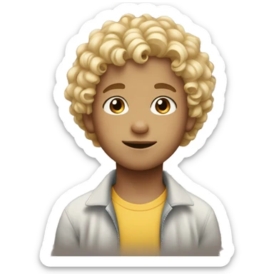 A kid with curly hair and blonde hair boy  sticker