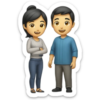 Two Asians talking sticker