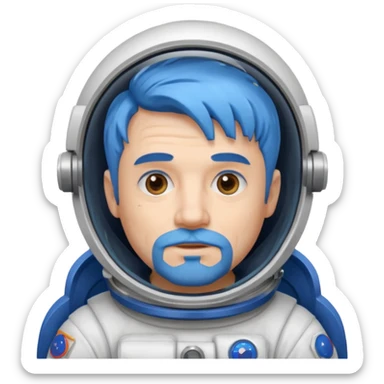 Astronauts, Middle-age, male, white skin, blue hair and blue beard sticker
