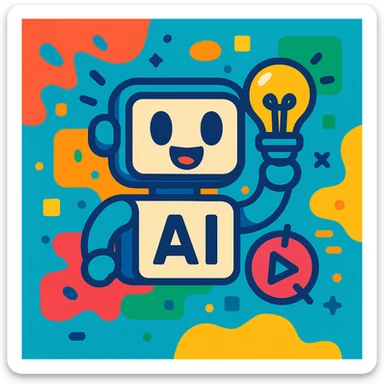 modern friendly icon representing generative AI for marketing, abstract shapes, digital feel, vibrant toon style sticker