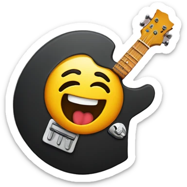 emoji with rocker sign and tongue swinging out sticker