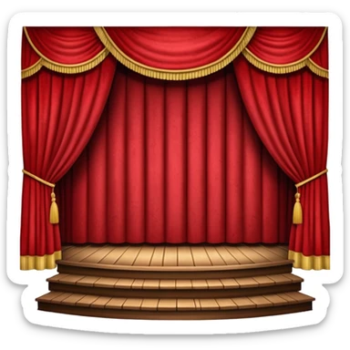 An empty theatre stage with red curtains sticker