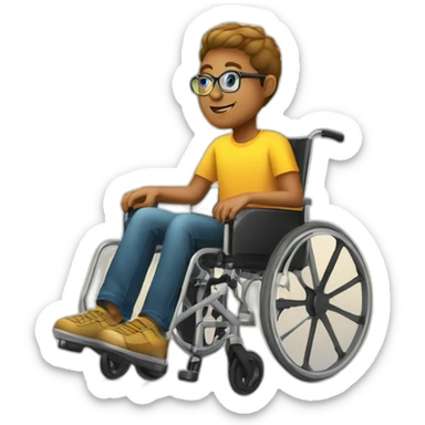 Adolescent en fauteuil roulant portant des lunettes de soleil sticker