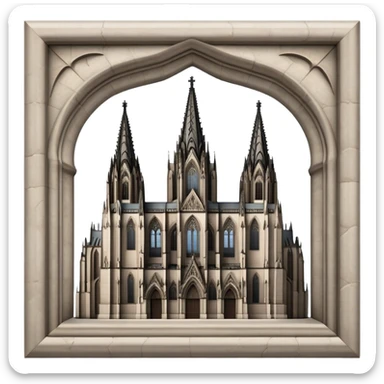 Cinematic Realistic Cologne Cathedral Landmark Emoji, showcasing Gothic architecture rendered with detailed stone textures and majestic, dynamic lighting. sticker