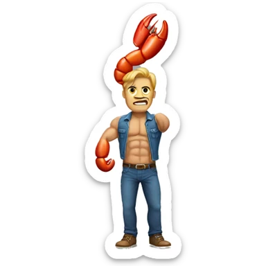 muscle with lobster claw sticker