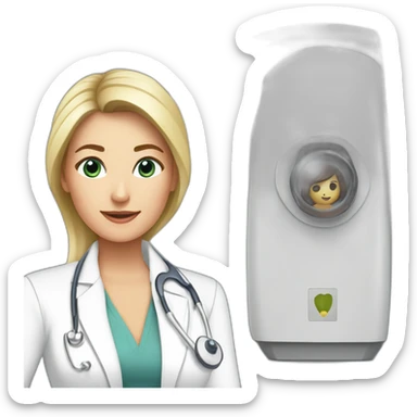 Posh-Radiologist-performing-breast-mammography-to-leni-klum sticker