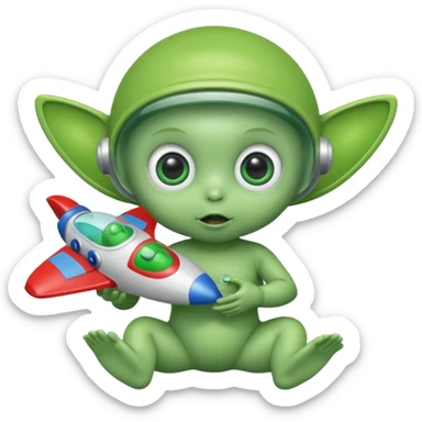 Alien baby with toy sticker