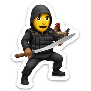 conter strike's terrorist holding knife and trying catch chicken sticker