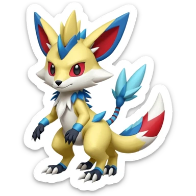Shiny Cool Futuristic Cute Adorable Smooth Zeraora-Lombax-Sergal-Zangoose-Protogen-grem2-Wickerbeast-Pokémon, full body sticker