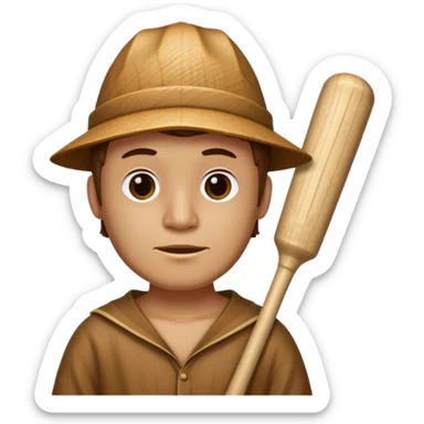 A wooden guy with a wooden bat name tung tung tung sahur sticker