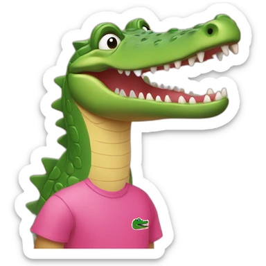 Crocodile with pink Lacoste tshirt sticker