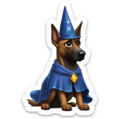 malinois dog with wizard  sticker