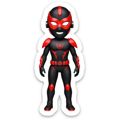 Black shiny alloy Cyber-Lombax with dark black mask and shiny glowing neon red markings (full body) sticker