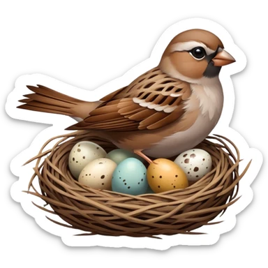 Sparrow in a nest sticker