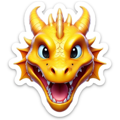 Cinematic Comical Dragon Portrait Emoji, Head tilted dramatically with an exaggeratedly amused expression, featuring a striking, glossy scaled body with bold, angular features and wide, expressive eyes filled with playful disbelief, Simplified yet hilariously expressive features, highly detailed, glowing with a slightly sassy, otherworldly glow, high shine, dramatic yet playful, stylized with an air of cheeky mythical mischief, soft glowing outline, capturing the essence of a spirited and over-the-top dragon that looks ready to breathe fire into internet fame instantly! sticker