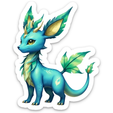 Shiny ethereal elemental Salandit-Leafeon-Vaporeon-hybrid-fusion (full body) sticker