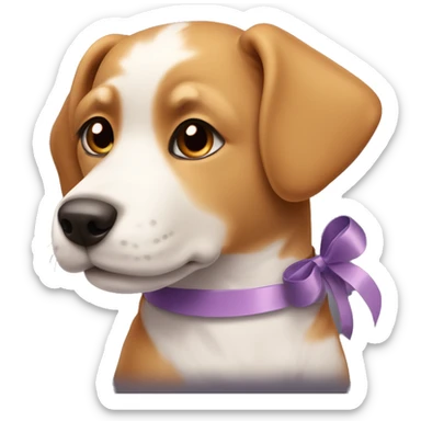 Base Shape: A cute dog face, similar to the 🐕 emoji, with friendly eyes, a small nose, and a happy expression.
Addition: A decorative ribbon (🎀) tied around one of the dog's ears or around its neck like a collar. sticker