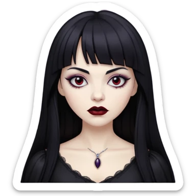 vampira gótica branca de cabelo preto e franja sticker
