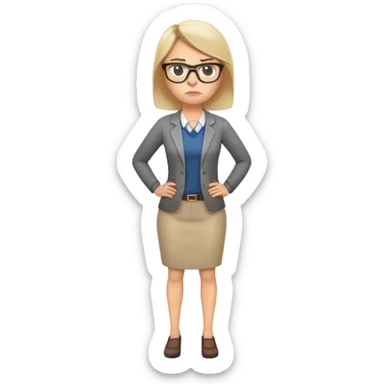 full body angry female teacher with hands on hips sticker