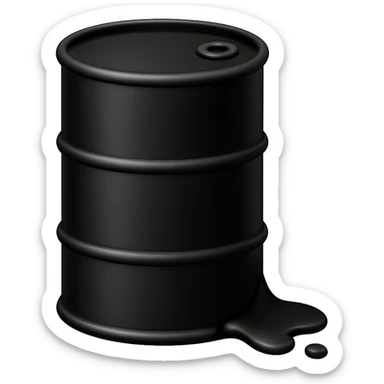 Сгенерируй мне в стиле эмоджи эпл черную бочку из которой немного вытекает нефть. На пнг фоне, без надписей sticker