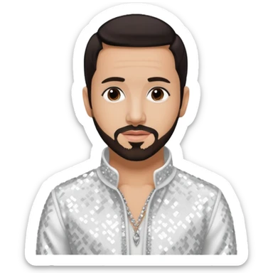 AJ McLean from Backstreet Boys with dark brown hair, white sequin outfit sticker