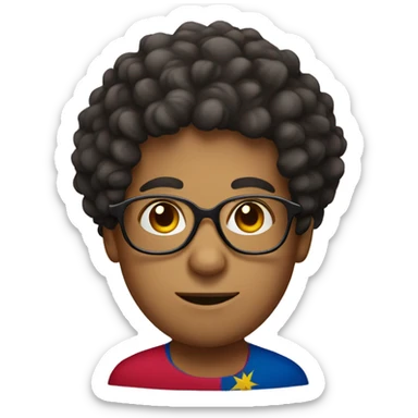 venezuela male with curly hair and glasses sticker