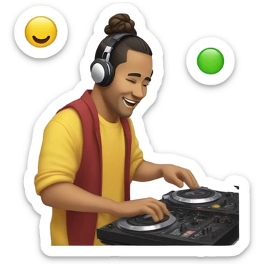 Filipino with man bun DJing sticker