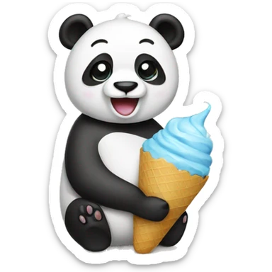 Panda eating ice cream sticker