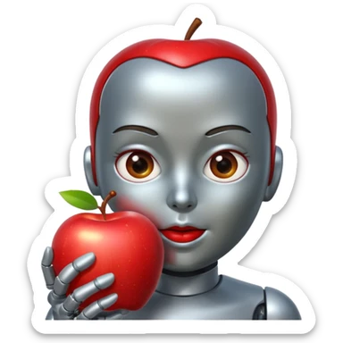 Android comendo maçã sticker