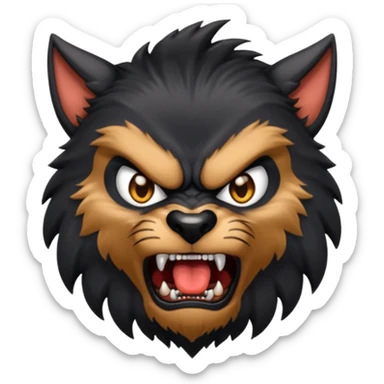 Create an emoji of Werewolf half bodied till waist sharp nails angry face black sticker