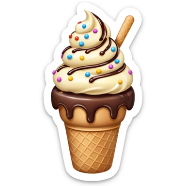 Ice cream with sprinkles and chocolate syrup sticker