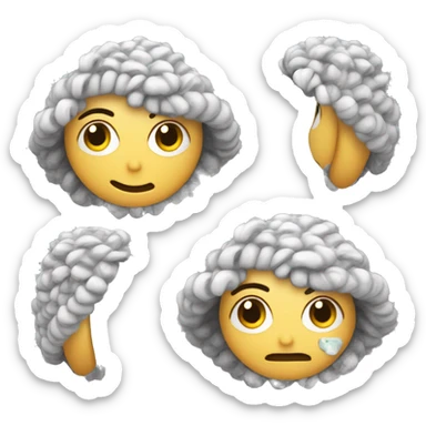 Tejedora tejiendo crochet de ojos veres. Pelo canoso lacio  sticker