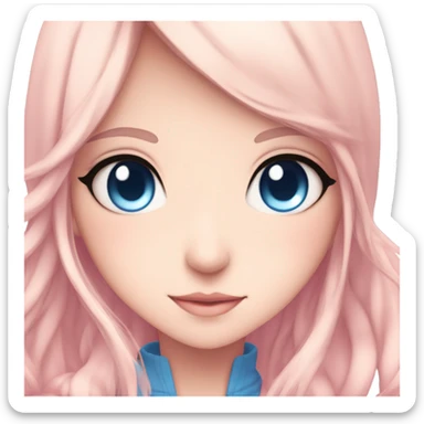 anime girl woman beatiful with pink eys and blue eyes sticker