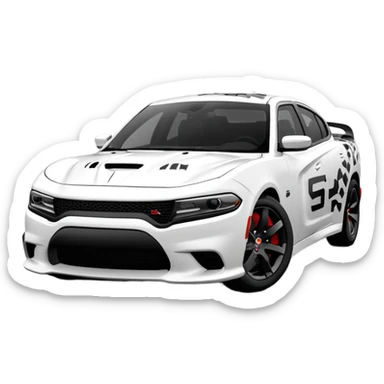 CHARGER DOSH HellCat SRT white and Pattern on the side of the logo Lynx with Black Control 4k, 8k sticker