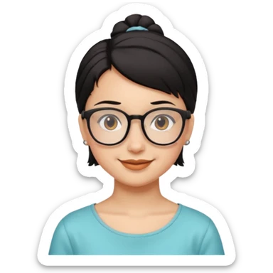 Ragazza con i capelli corti neri legati  con gli occhiali e gli occhi marroni sticker