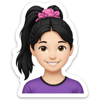Teen girl with scrunchie ponytail black hair sticker
