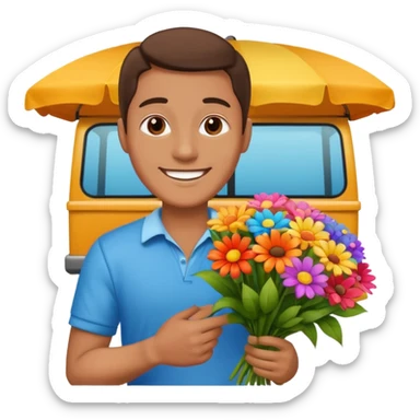 Street Flower Seller man  sticker