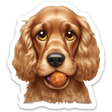 Cocker spaniel dog eating meatball sticker