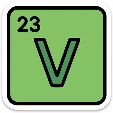 V symbol styled like a periodic table tile, green, crisp and easy to read sticker