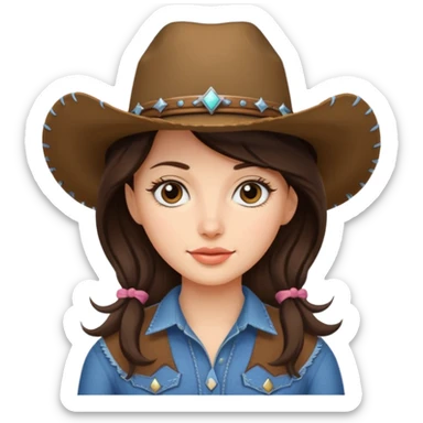 brunette girl with cowgirl hat sticker