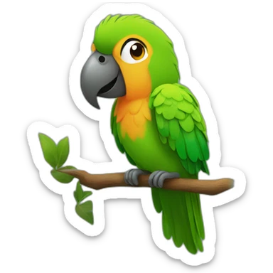 A green, singing parrot named Coco sticker