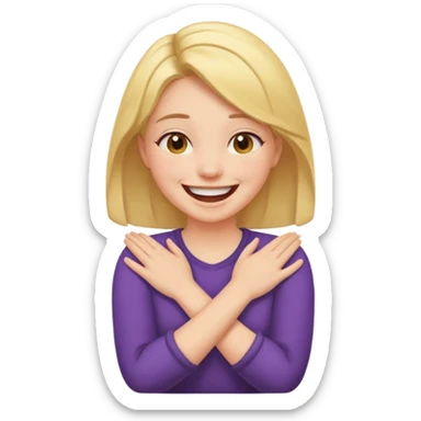 Arms crossed holding neck laughing girl sticker