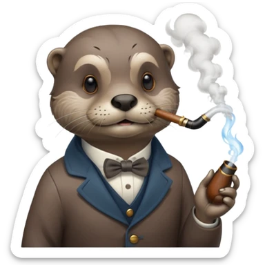 a otter smoking weed surrounded by fumes sticker