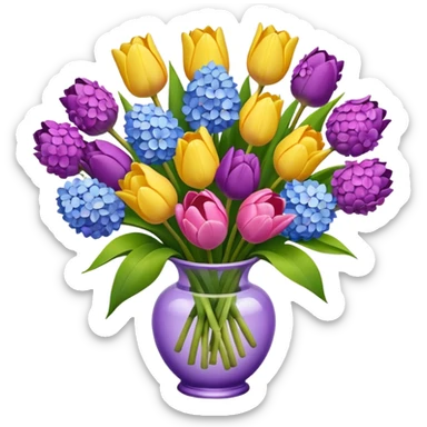 tulip, hyacinth and hydrangeas boquet sticker