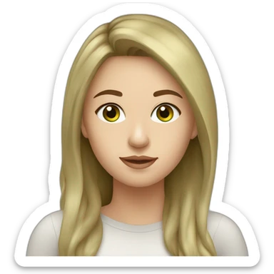 cocasian young adult woman with light brown hair and olive green eyes sticker