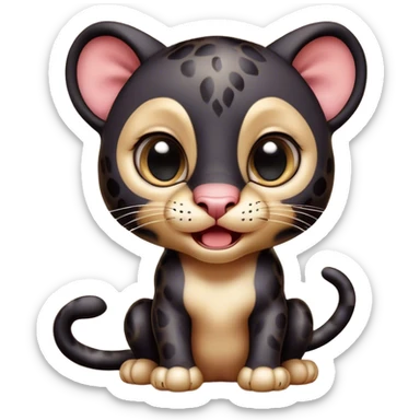 Cinematic Comical Baby Panther Portrait Emoji, Head tilted dramatically with an exaggeratedly shocked expression, featuring a compact, endearing build with wide, comically expressive eyes full of humorous disbelief, Simplified yet hilariously expressive features, highly detailed, glowing with a slightly sassy glow, high shine, dramatic yet playful, stylized with an air of quirky youthful charm, soft glowing outline, capturing the essence of a meme-worthy baby panther that looks ready to side-eye its way into viral fame! sticker
